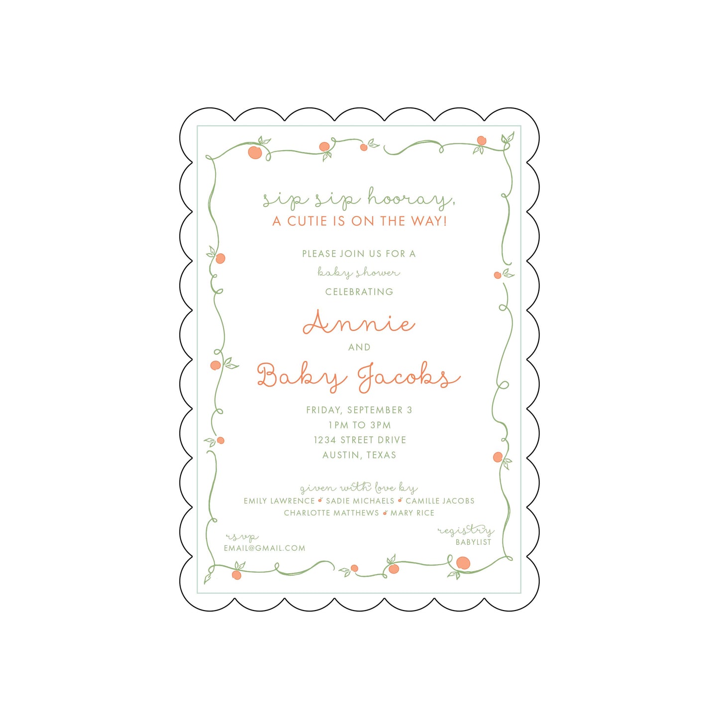 cutie baby shower | invitation