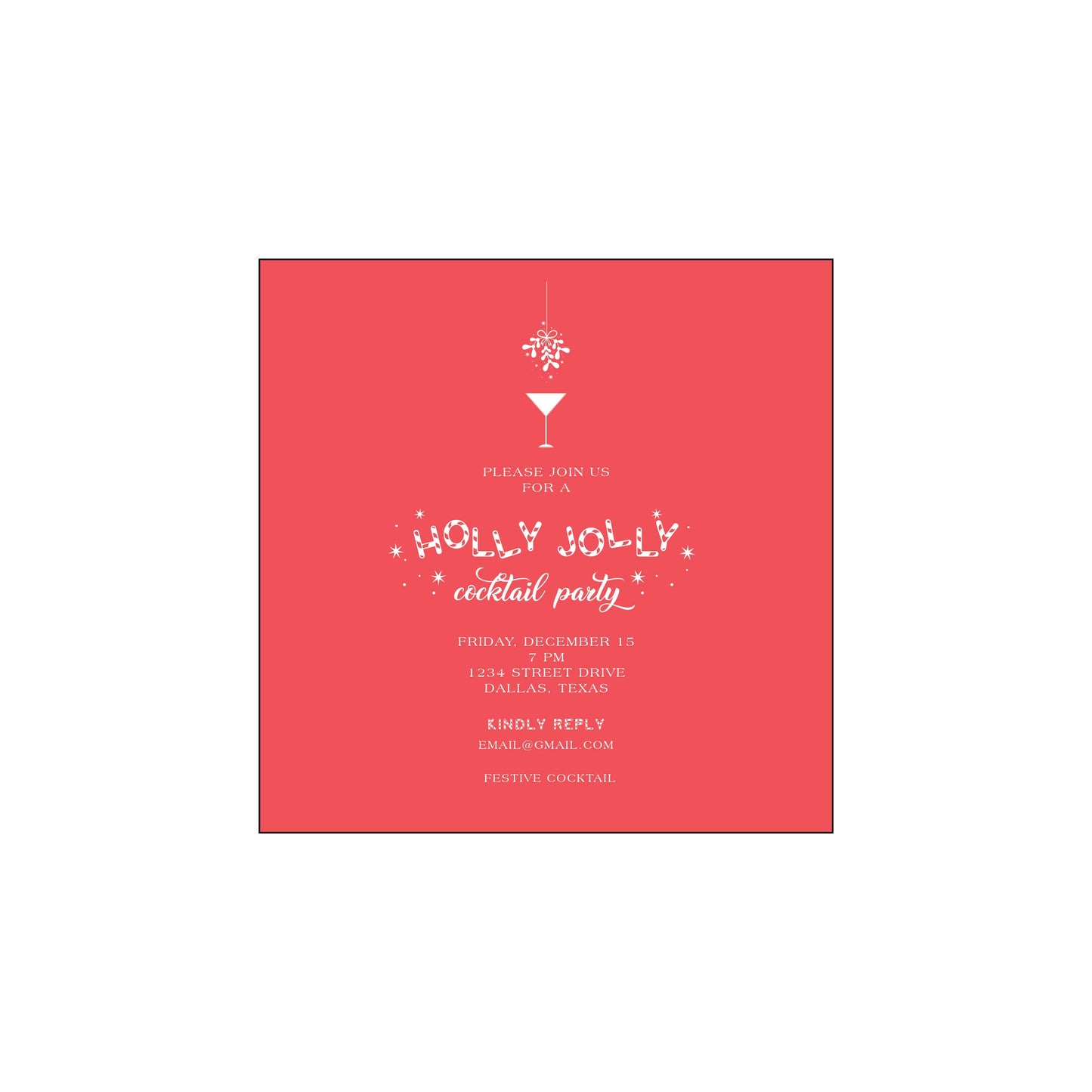 holly jolly cocktail party | invitation