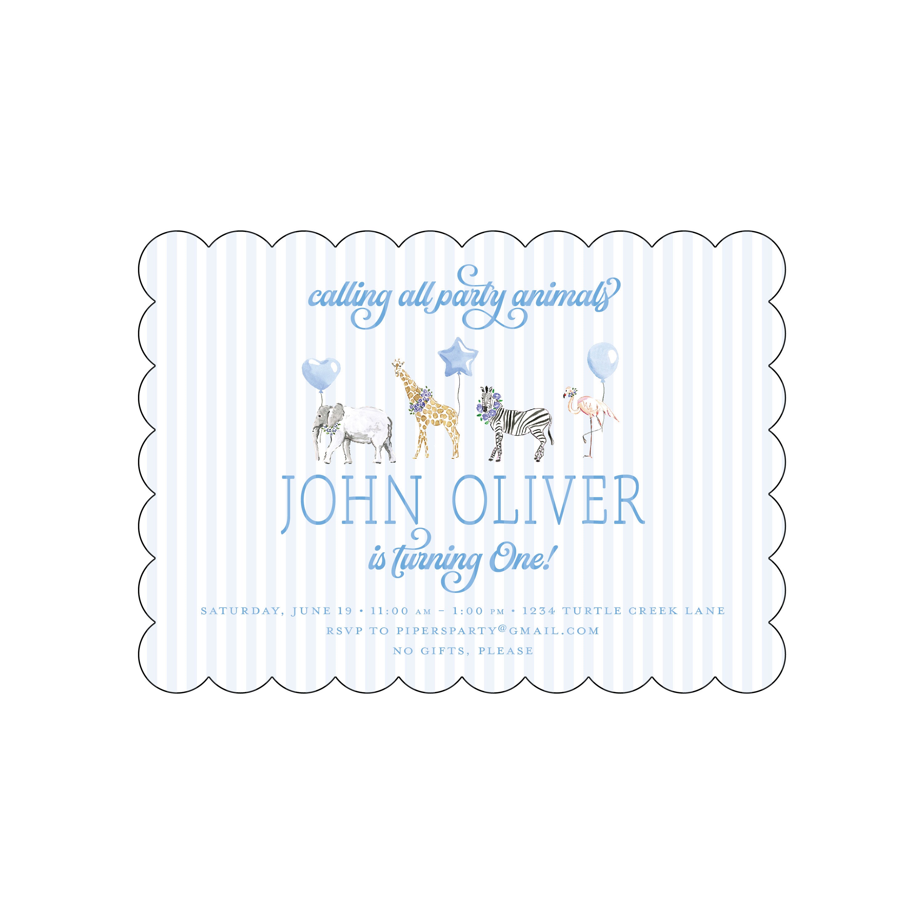 party animals blue | invitation