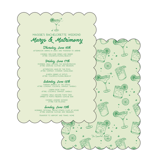 margs & matrimony | itinerary