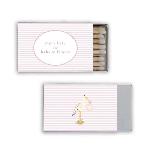 baby girl stork | matchboxes
