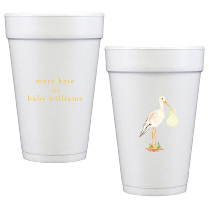 baby stork | styrofoam cups