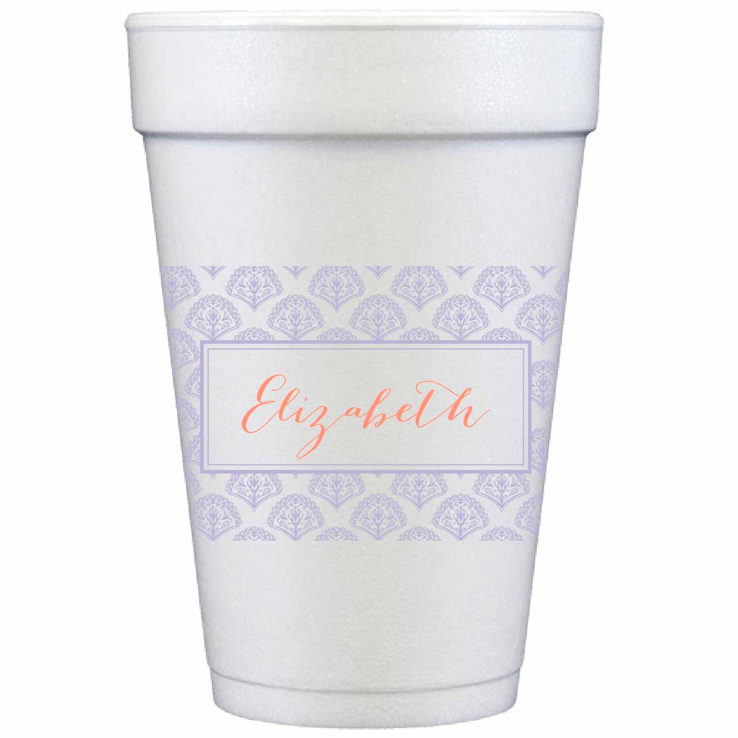 blockprint coral personalized styrofoam cups The Essential Market