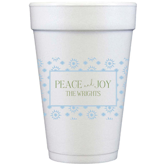 blue and olive starburst | styrofoam cups