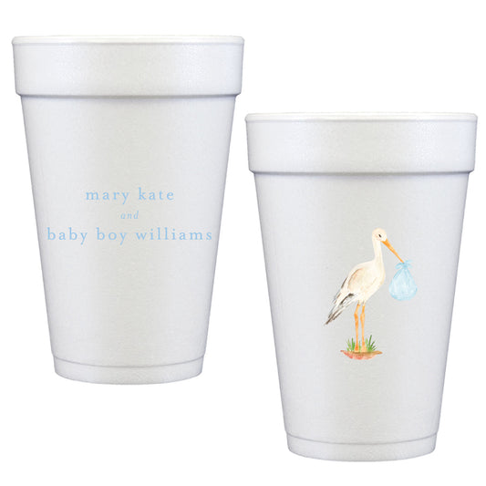 baby boy stork | styrofoam cups | digital