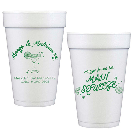 margs & matrimony | styrofoam cups