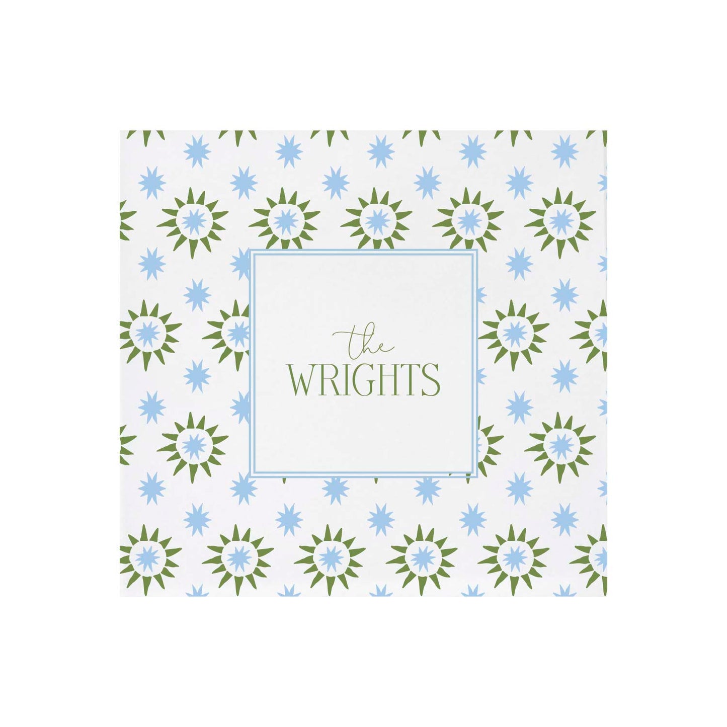 blue and olive starburst | napkins | 3ply or linen