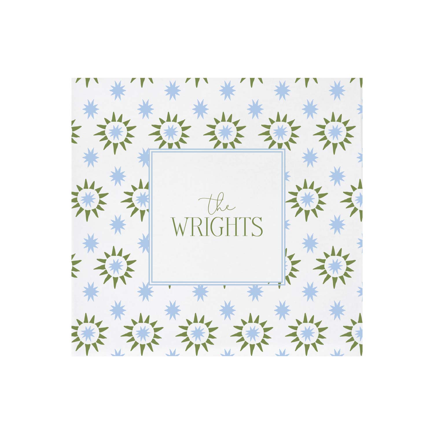 blue and olive starburst | napkins | 3ply or linen