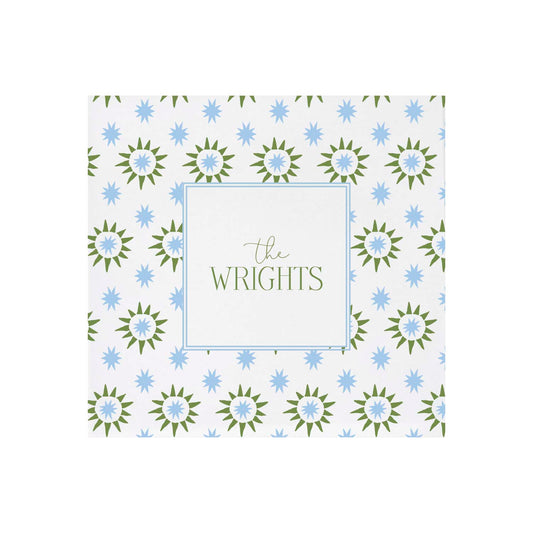 blue and olive starburst | napkins | 3ply or linen