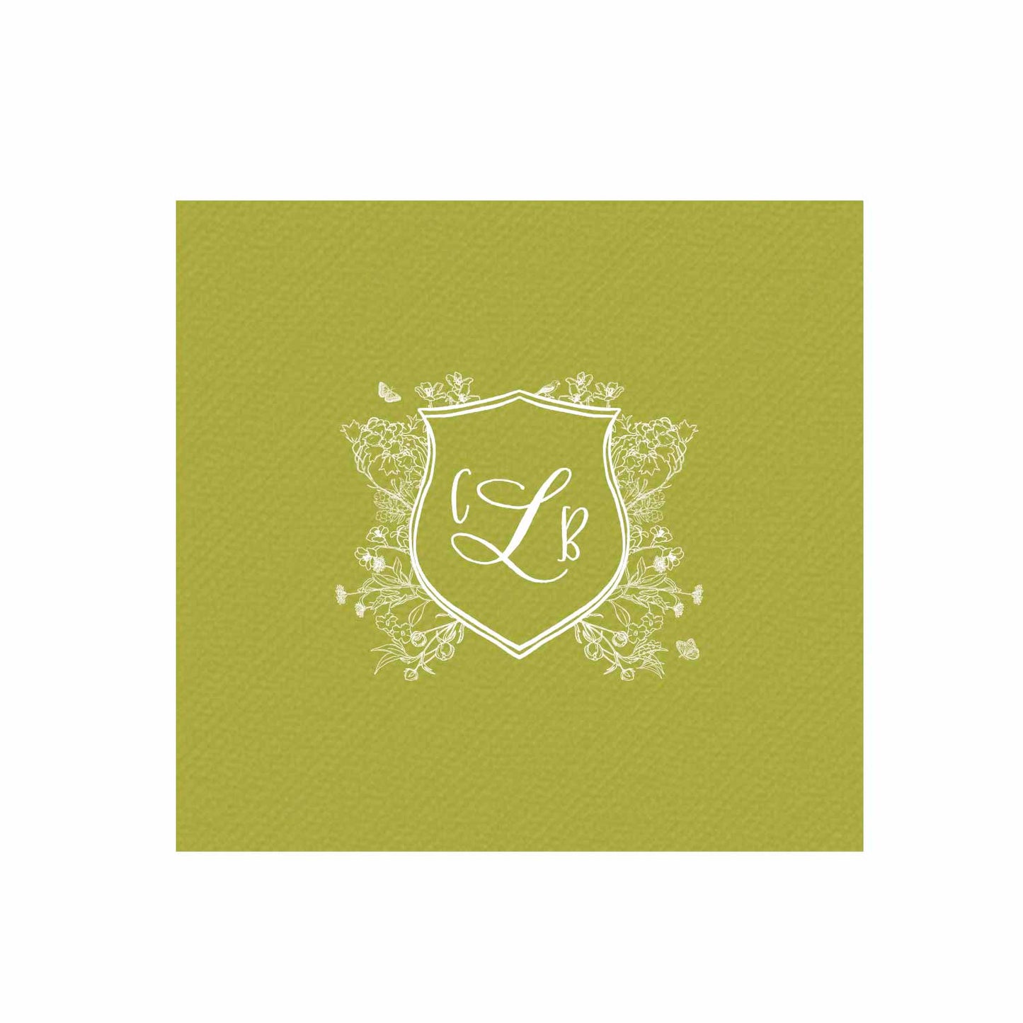 floral crest personalized cocktail napkins