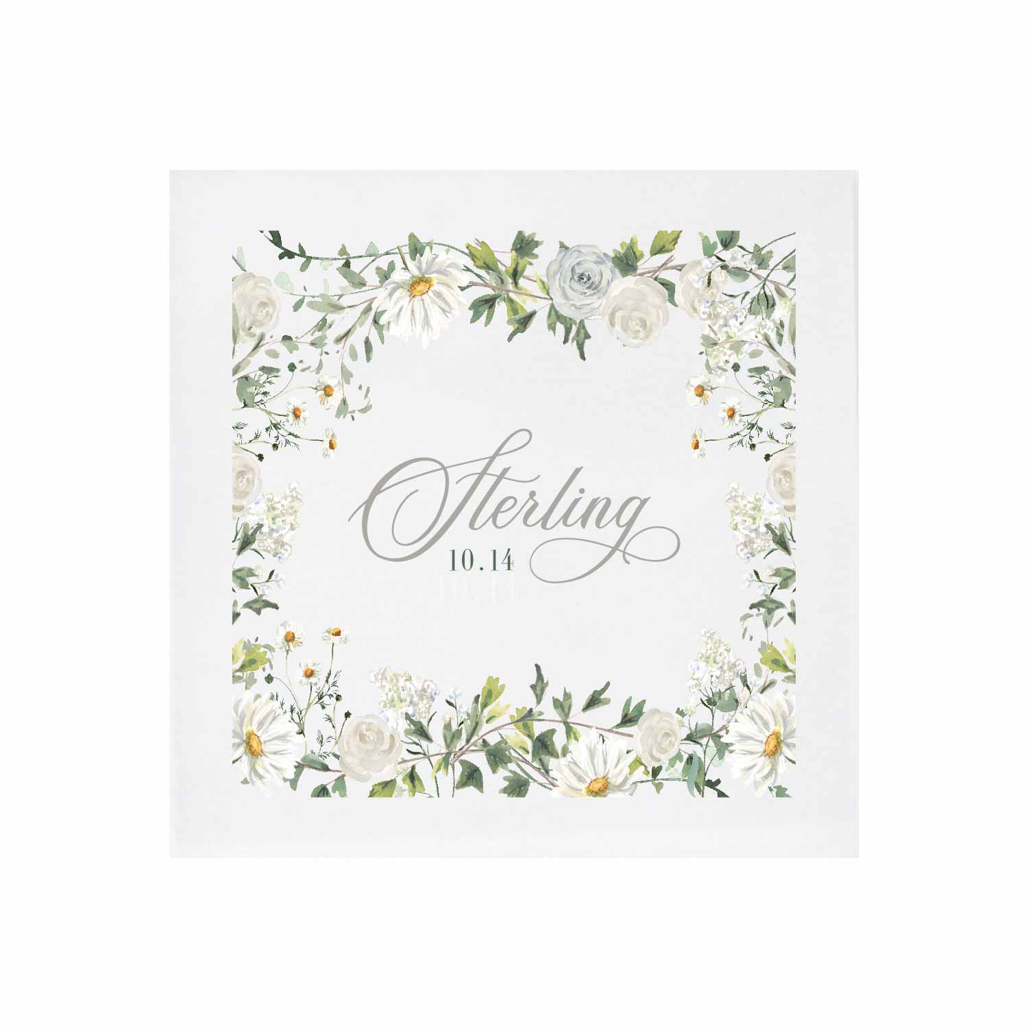 green and white personalized cocktail napkins