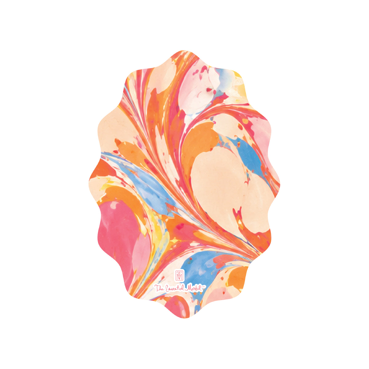 peachy marble scallop | holiday card | flat print | die-cut shape