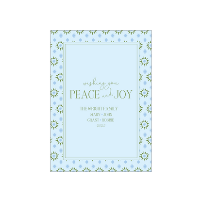blue and olive starburst | holiday card | digital printed