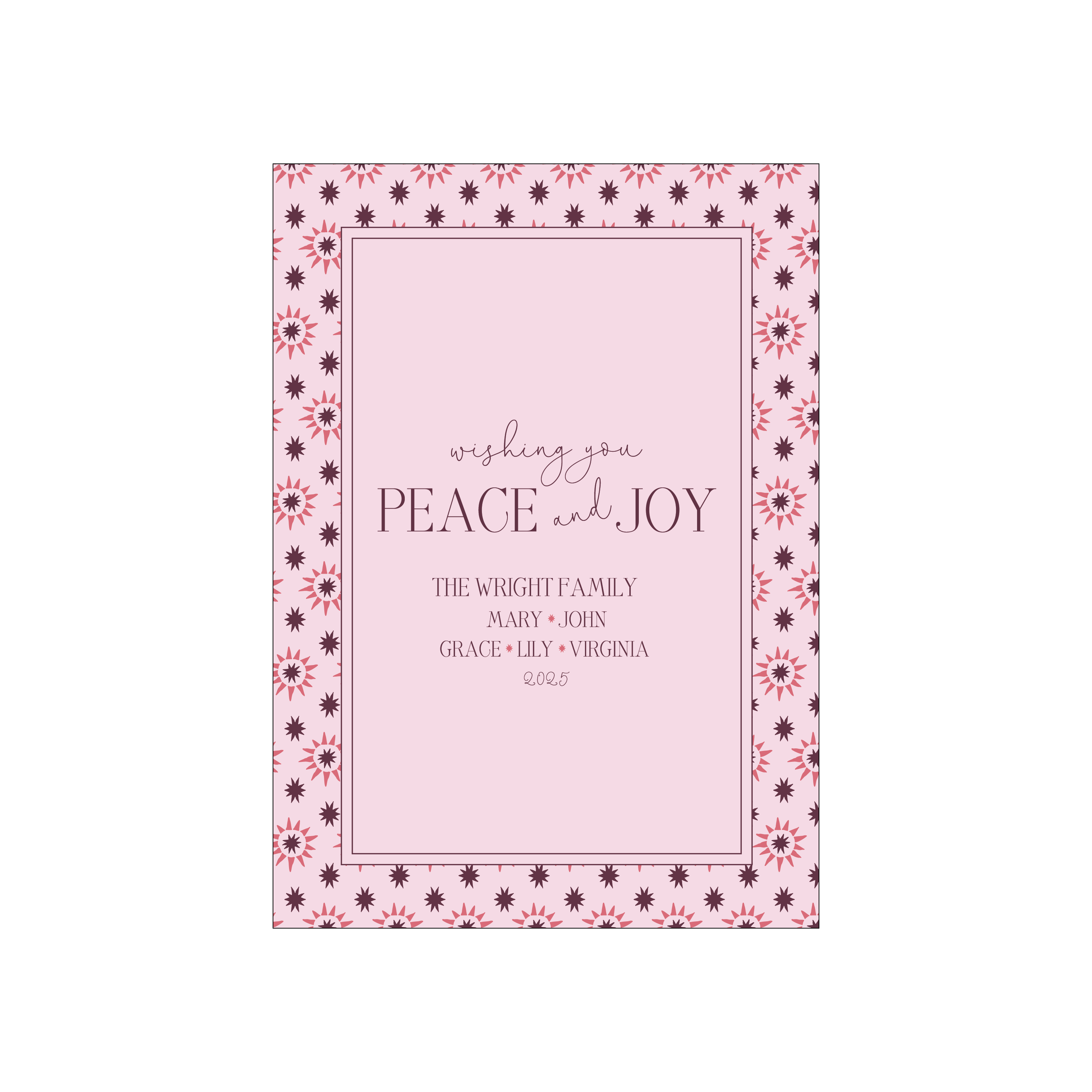 pink and berry starburst | holiday card | digital printed