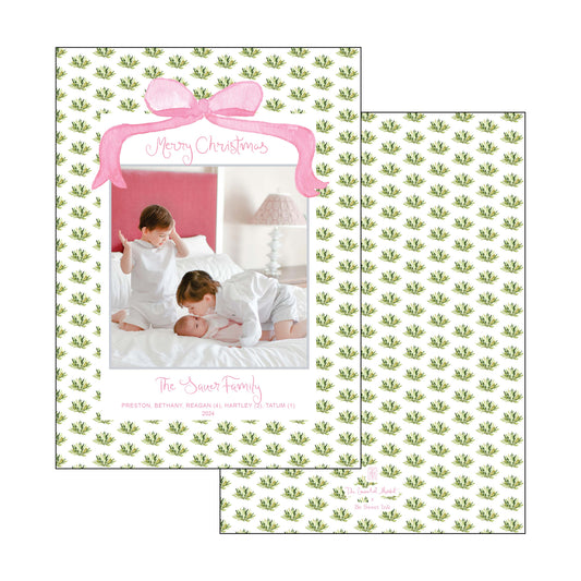 painted pink bow | holiday card | be sweet ink