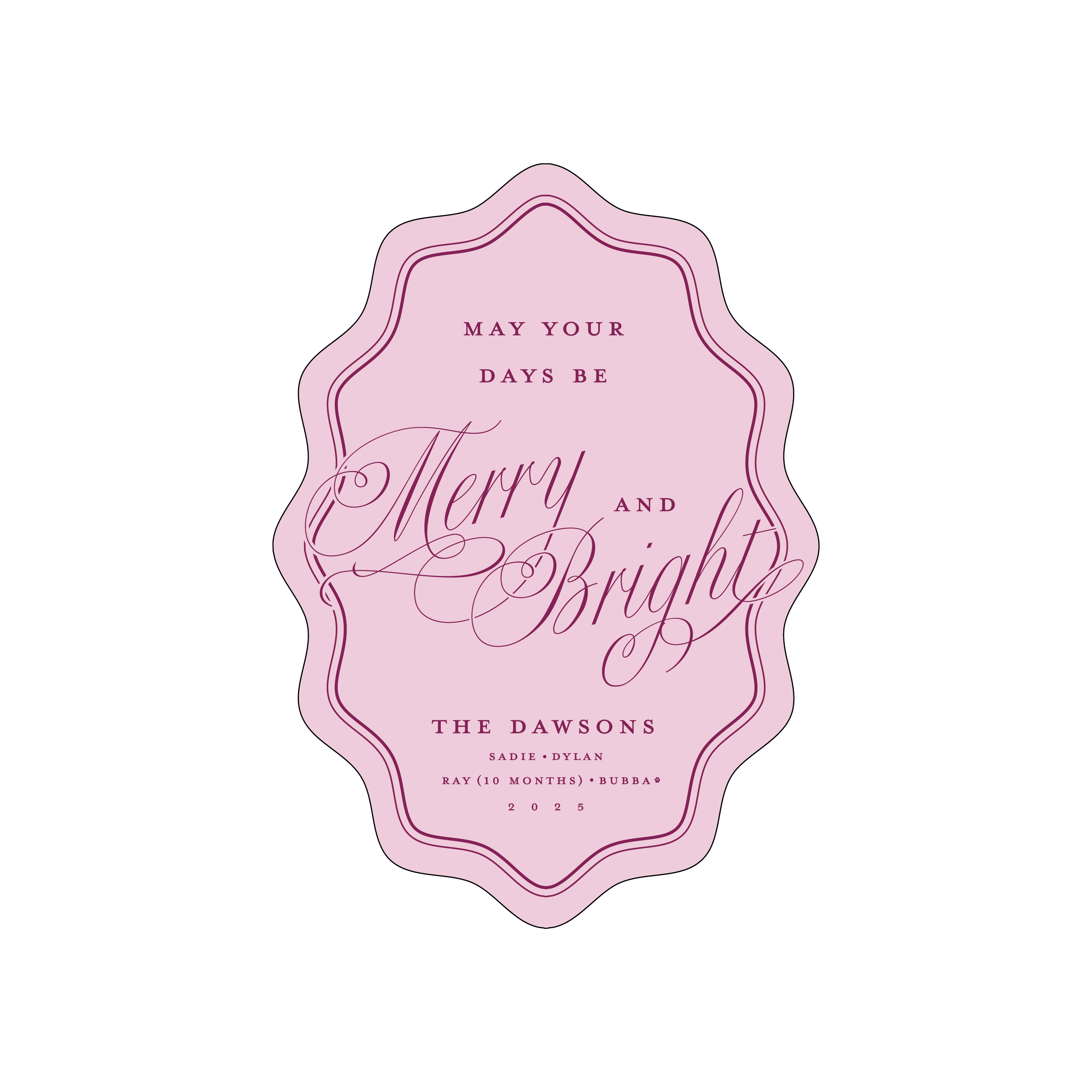 berry merry | holiday card | digital printed | die cut shape