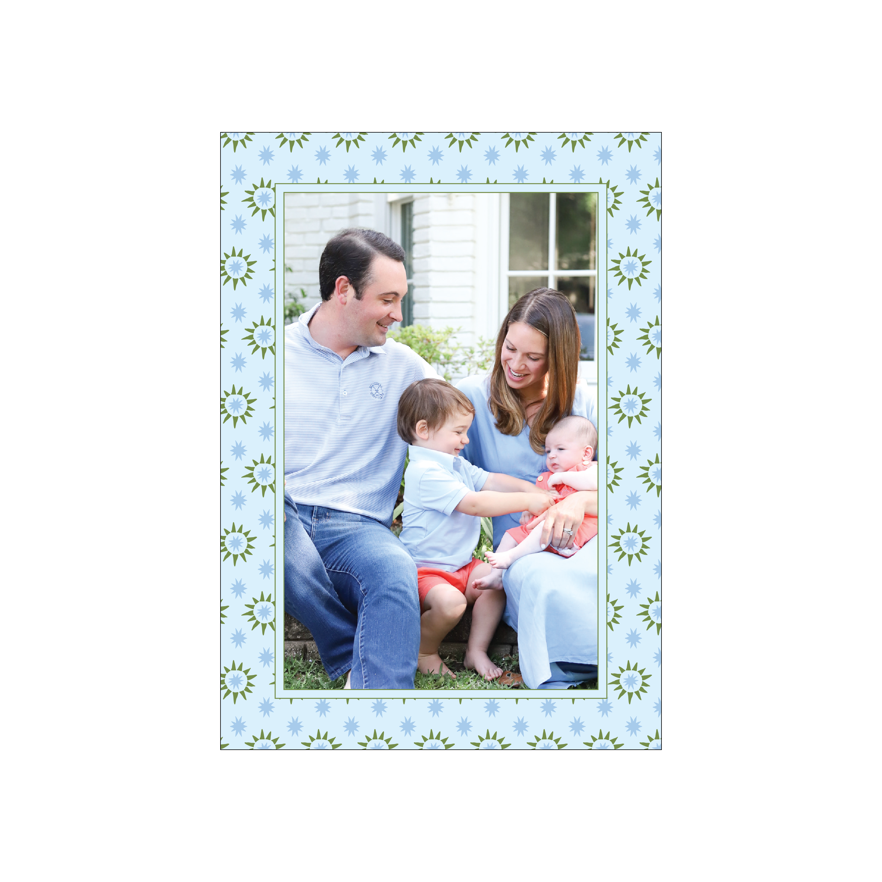 blue and olive starburst | holiday card | digital printed