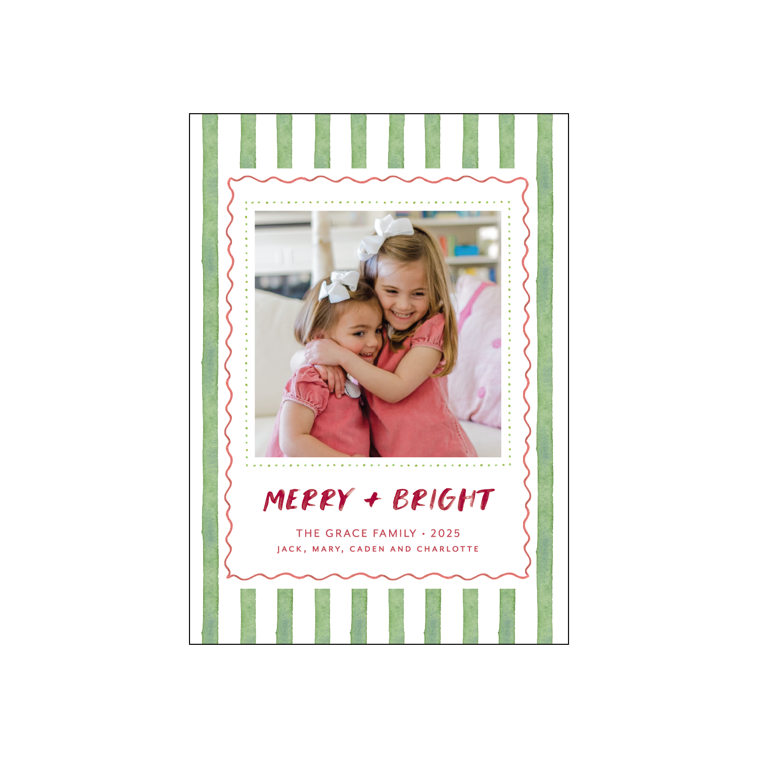 bright green stripes | holiday card | digital printed