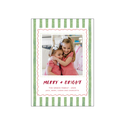 bright green stripes | holiday card | digital printed