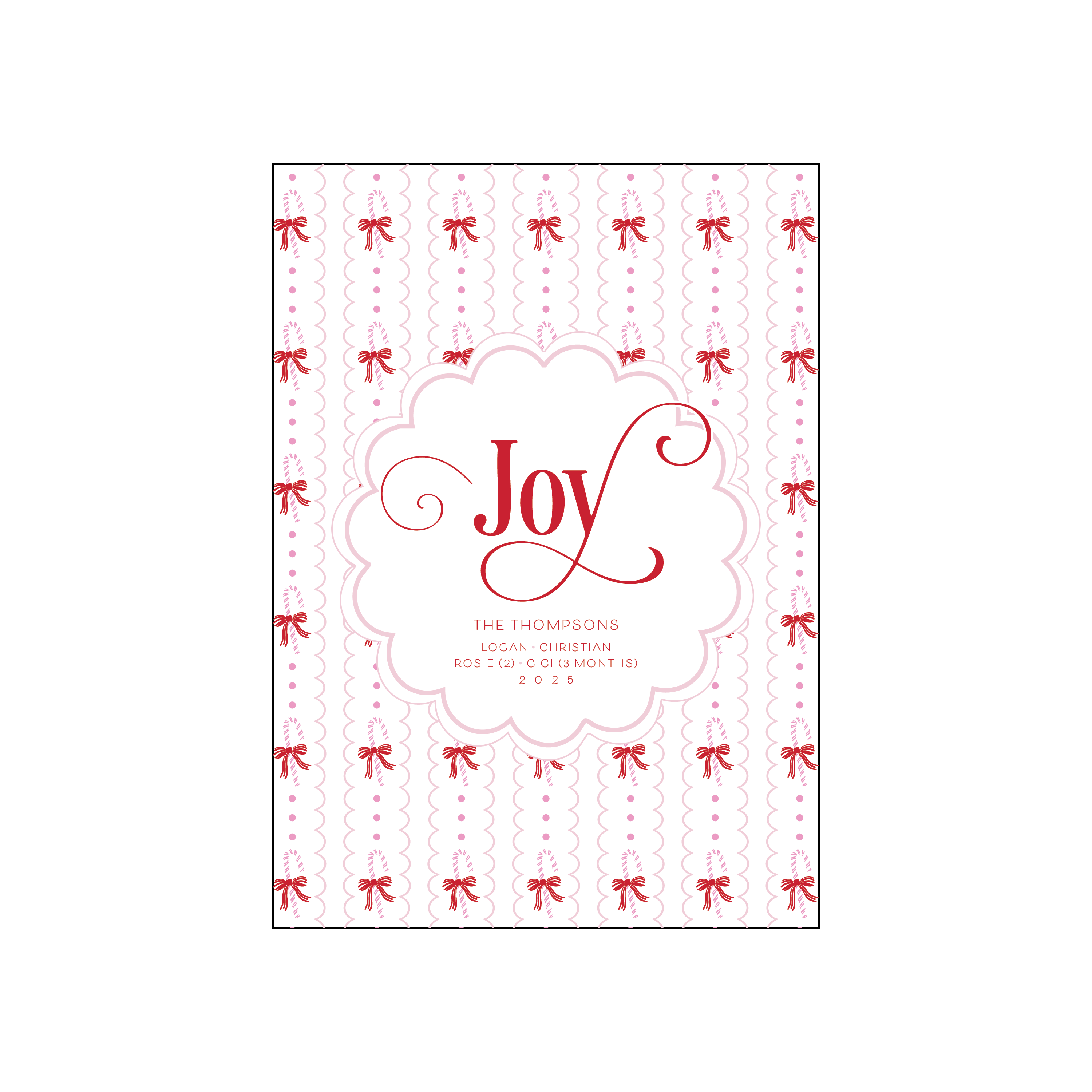 candy cane scallop | holiday card | digital printed
