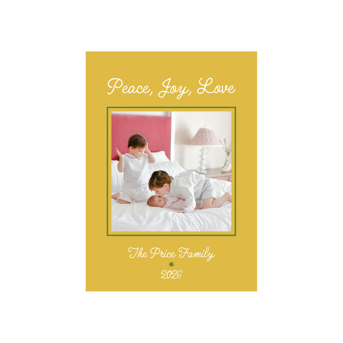 peace and joy patchwork | holiday card | flat print | die-cut shape