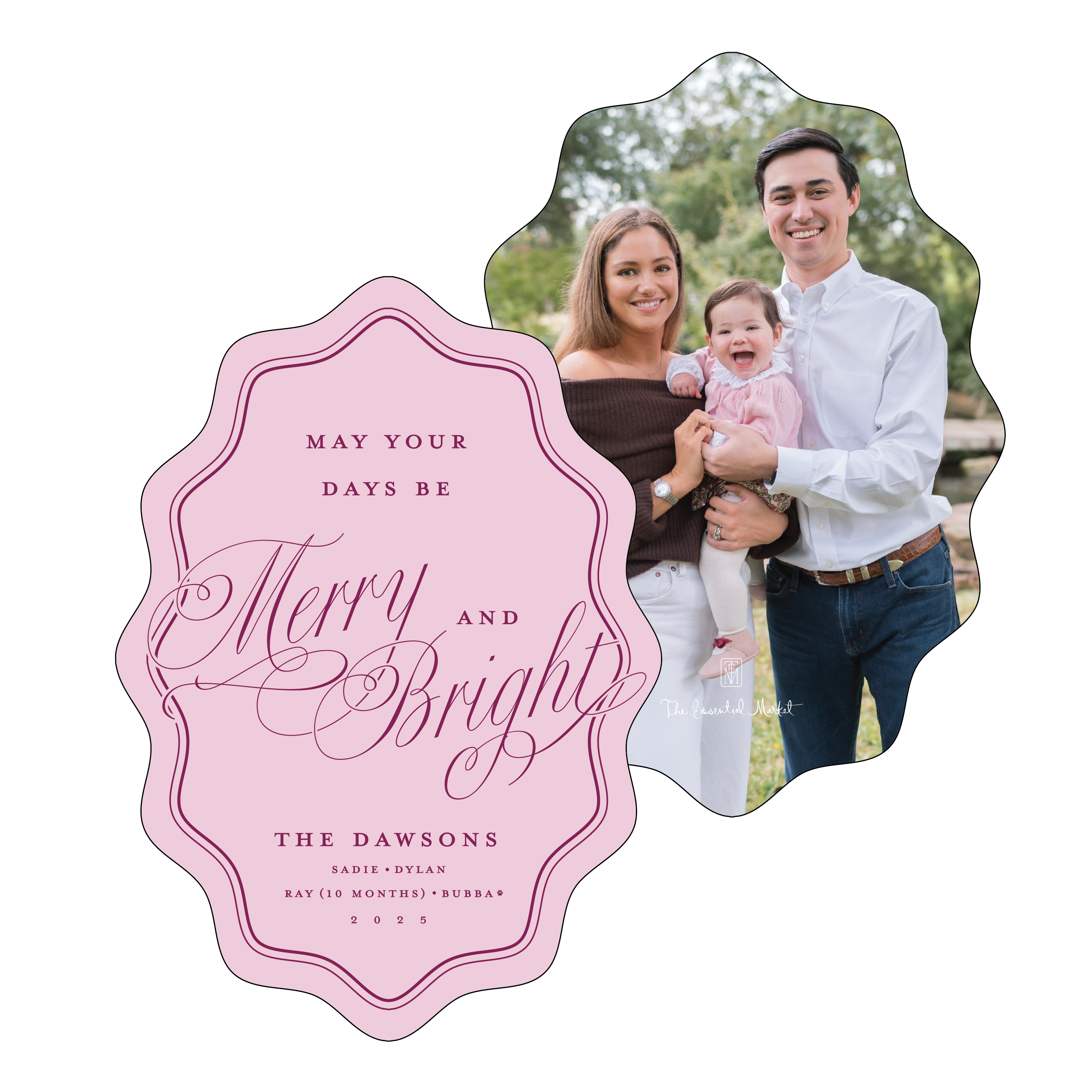 berry merry | holiday card | digital printed | die cut shape