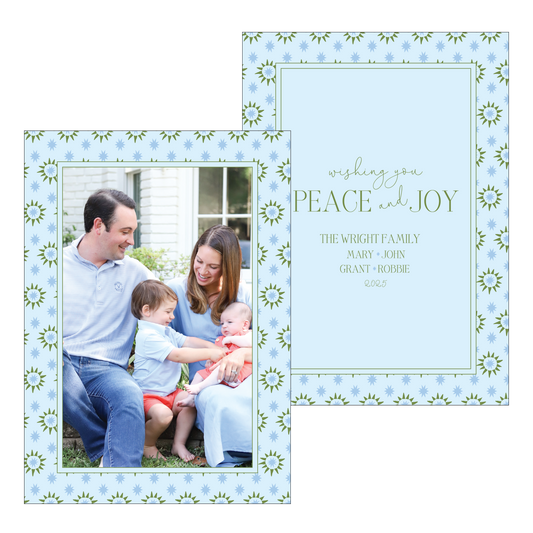 blue and olive starburst | holiday card | digital printed