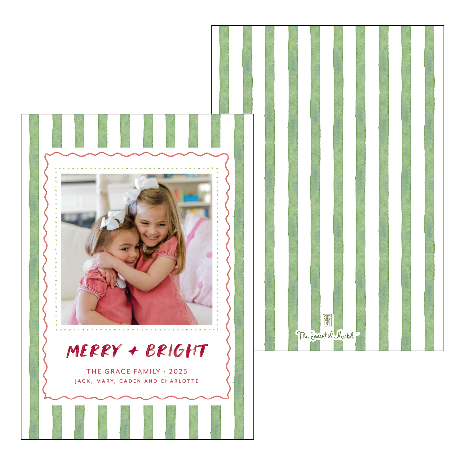 bright green stripes | holiday card | digital printed