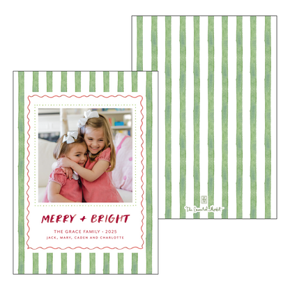 bright green stripes | holiday card | digital printed