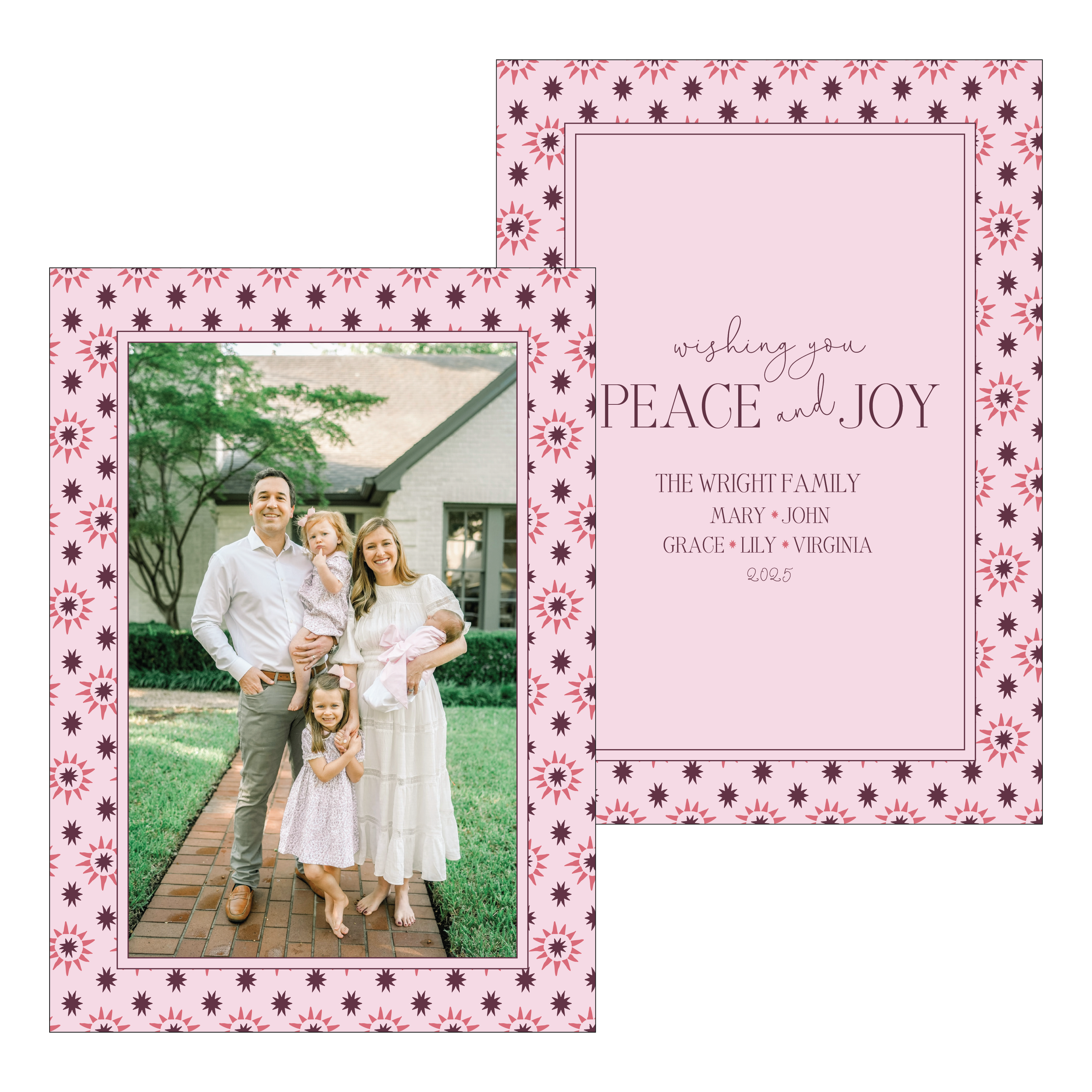 pink and berry starburst | holiday card | digital printed