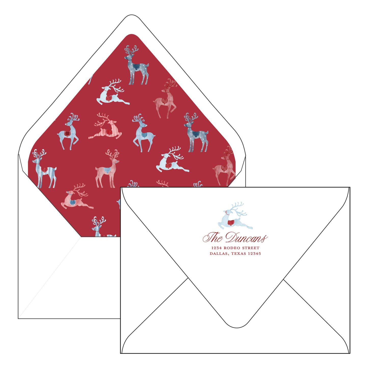 blue and red reindeer | holiday card | bethany kelm