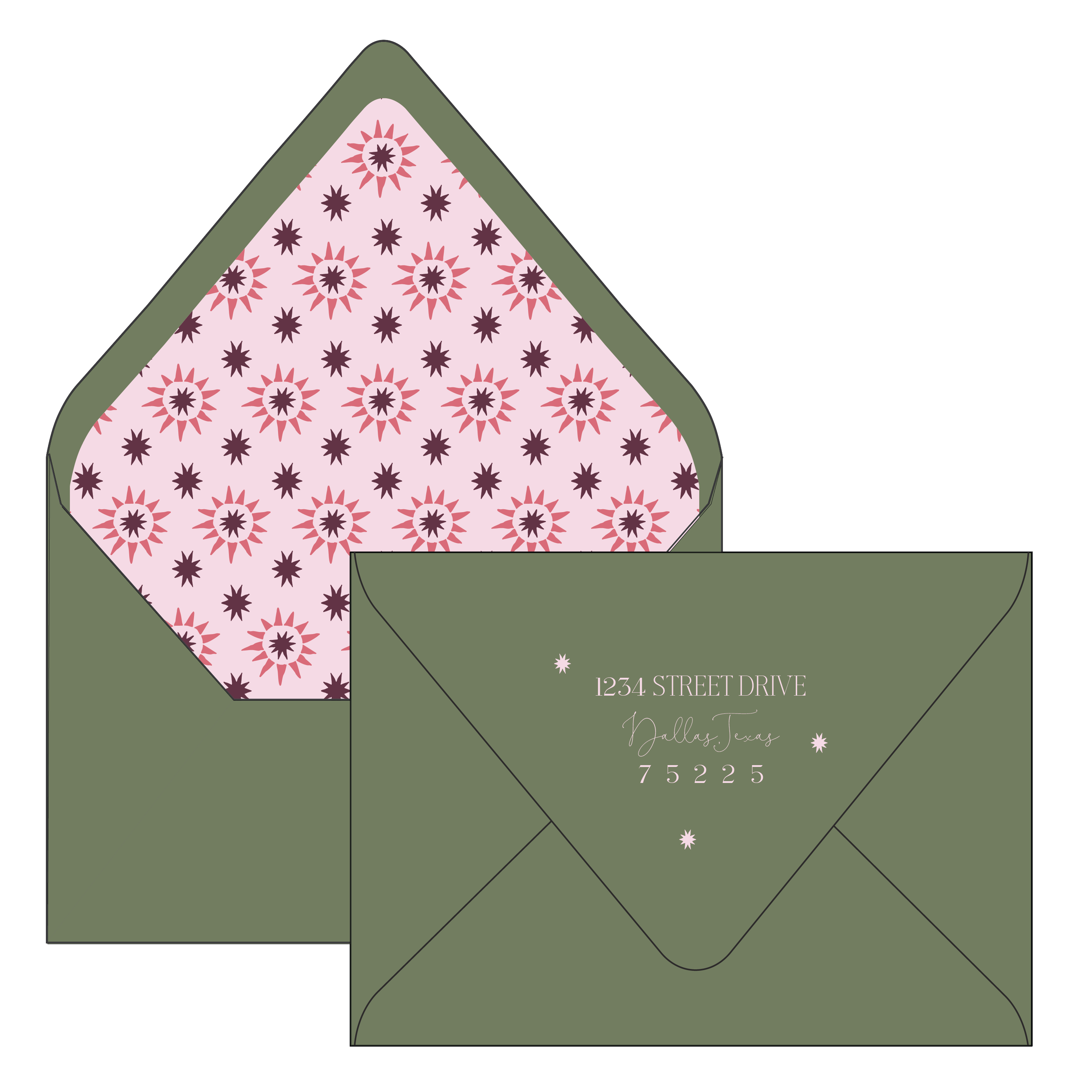 pink and berry starburst | holiday card | digital printed
