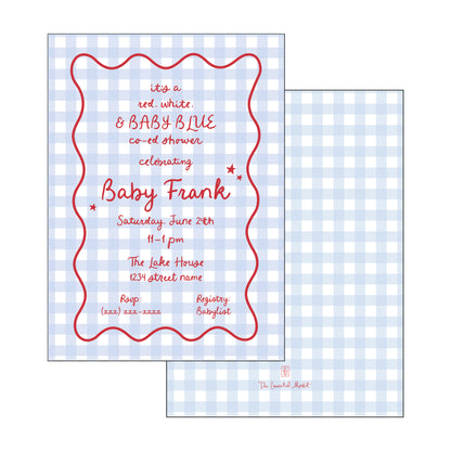 red, white & baby blue | invitation
