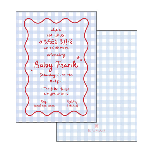 red, white & baby blue | invitation