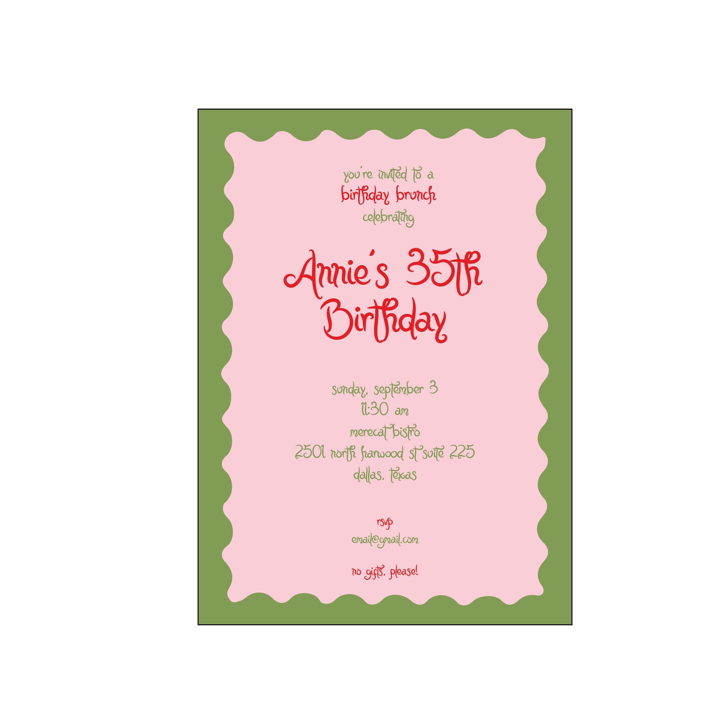 green border | invitation