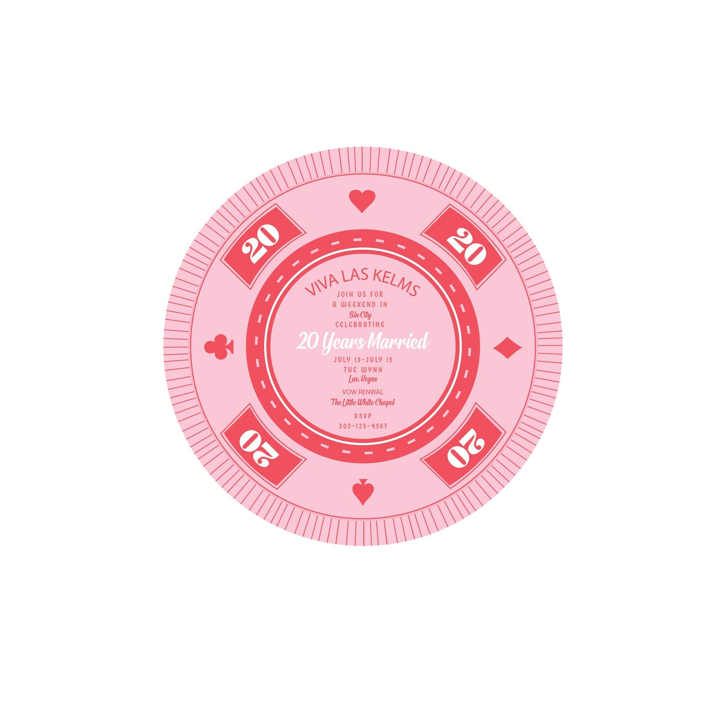 poker chip pink | invitation