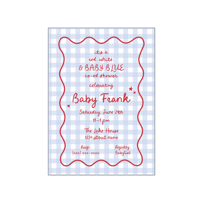 red, white & baby blue | invitation