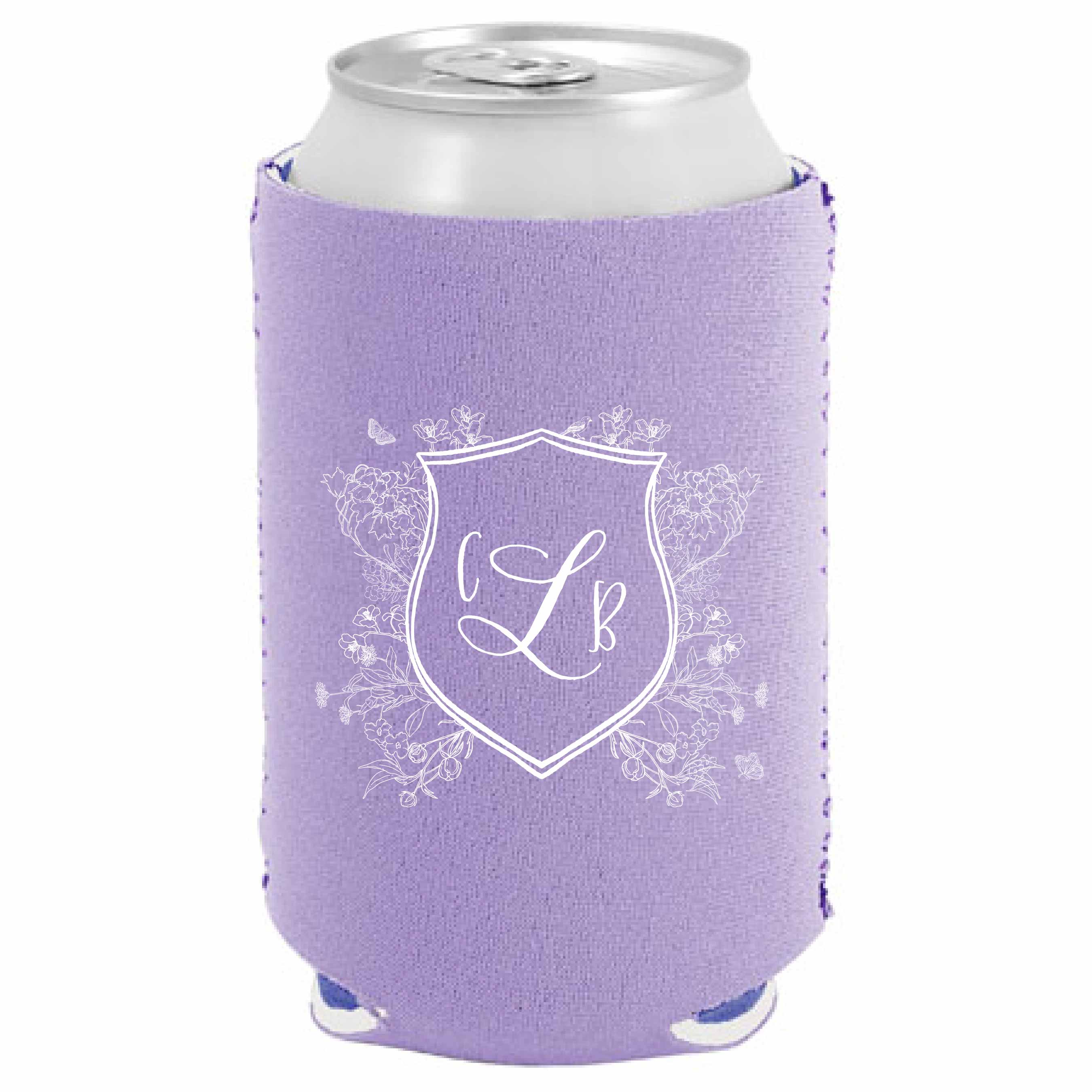 floral crest | can cooler