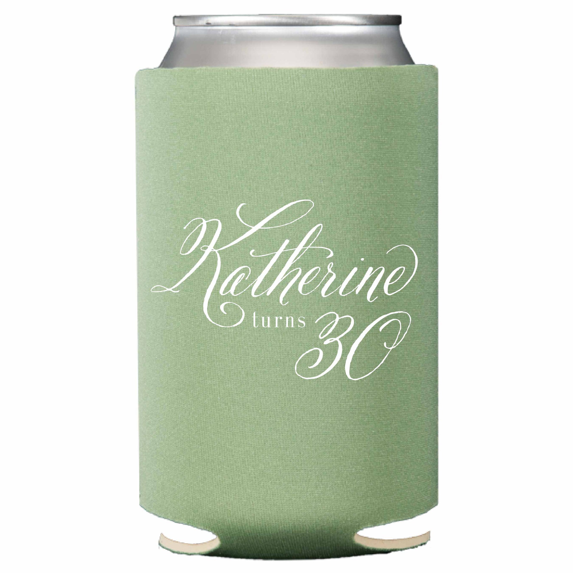 Personalized Photo 30th Birthday Koozies or Neoprene Can Coolers