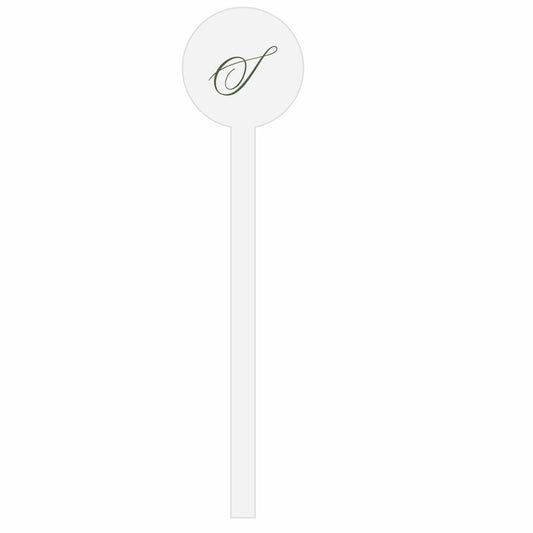 green and white personalized stir sticks