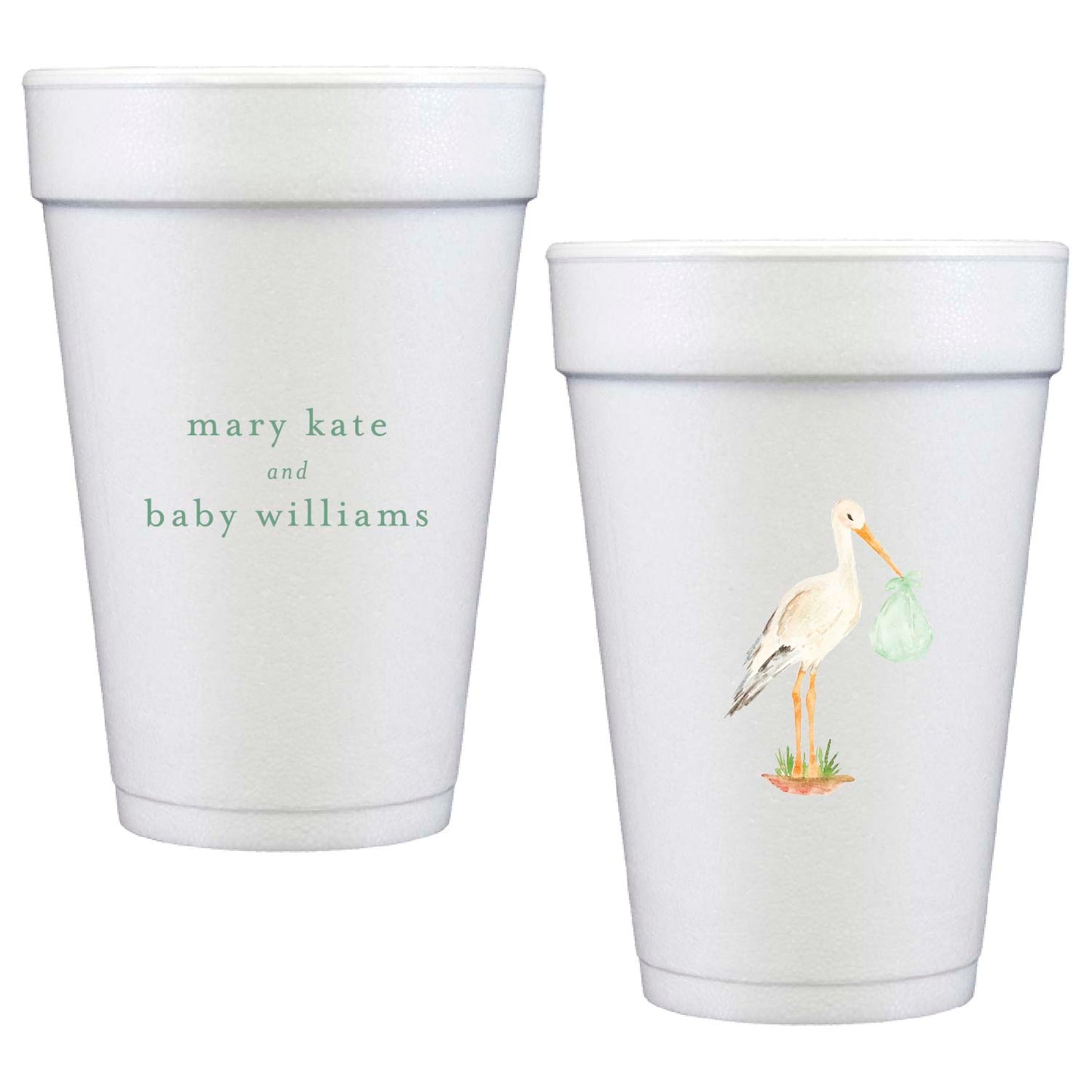 baby stork | styrofoam cups