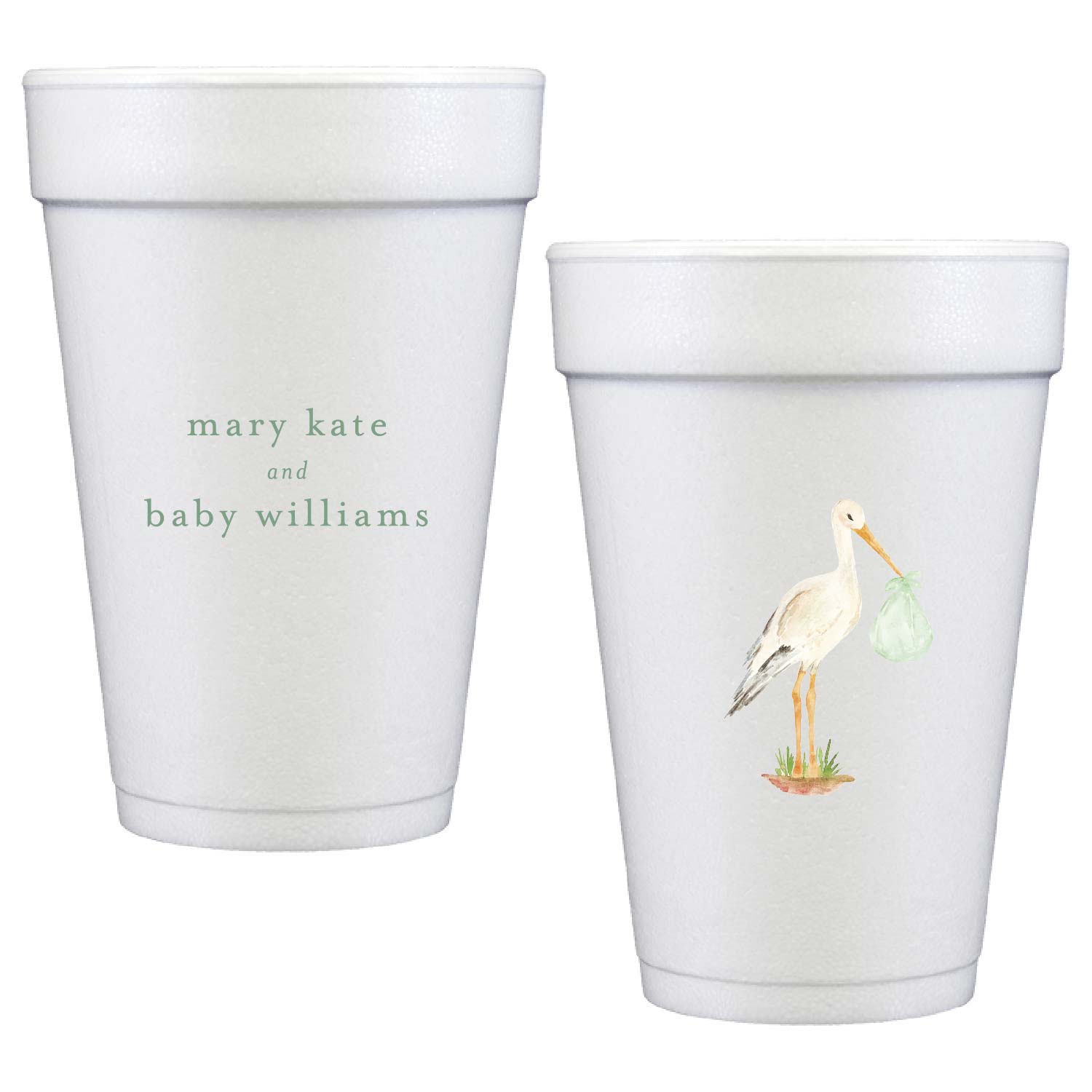 baby stork | styrofoam cups