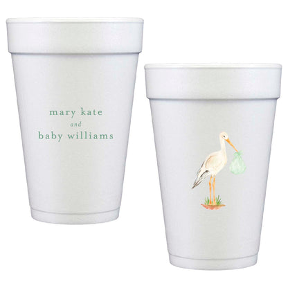 baby stork | styrofoam cups
