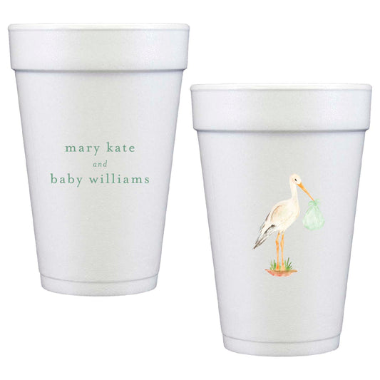 baby stork | styrofoam cups