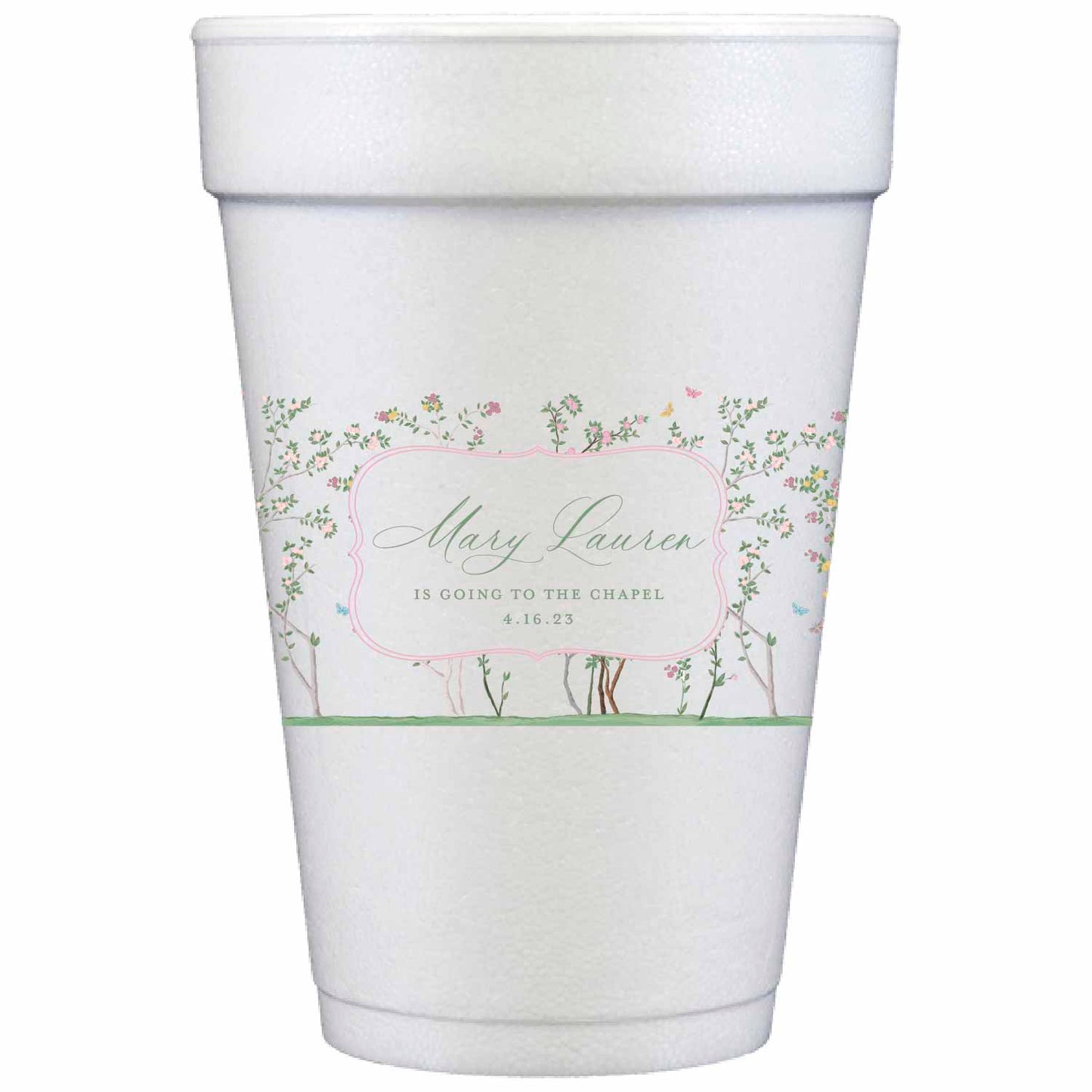 chinoiserie personalized styrofoam cup