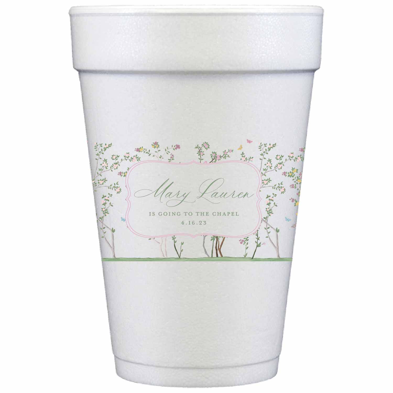 chinoiserie personalized styrofoam cup