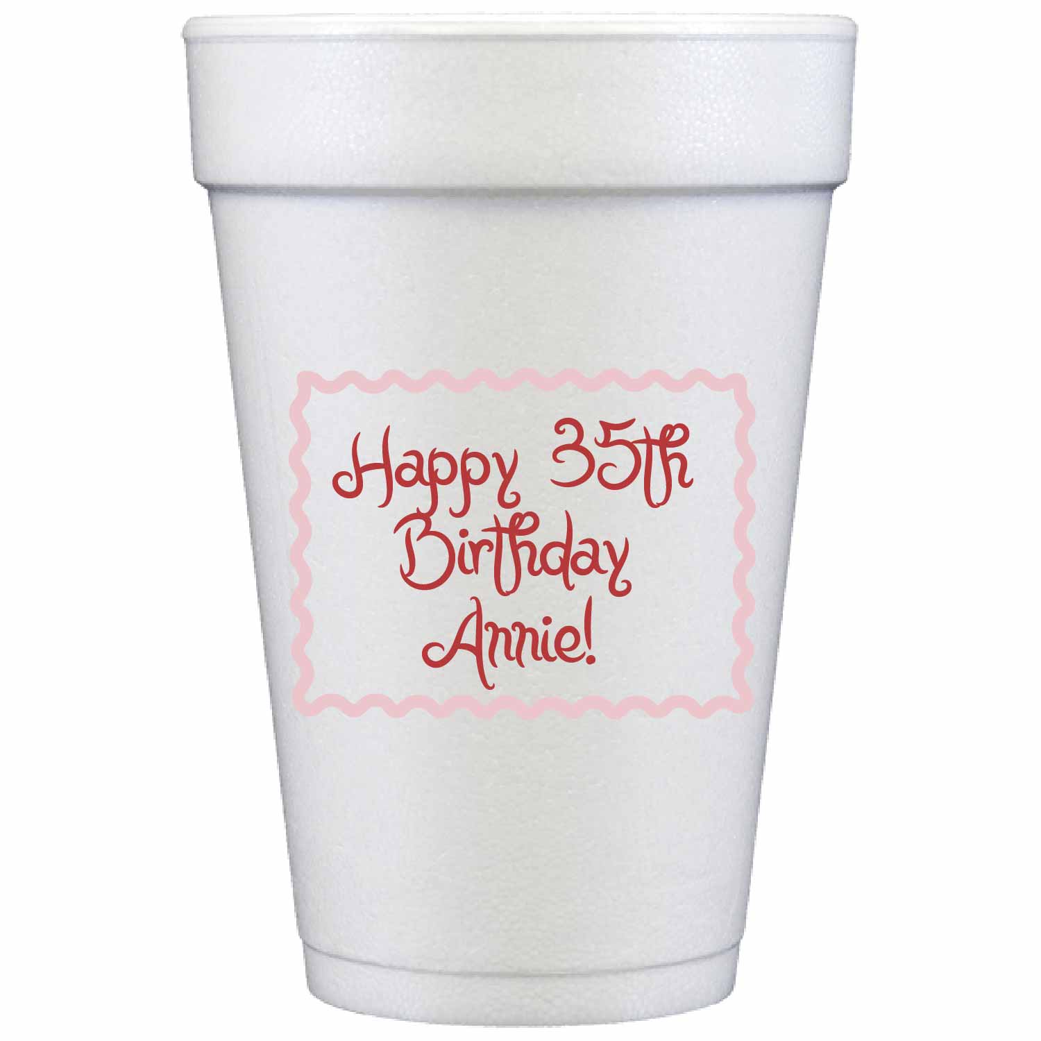 green border personalized styrofoam cup