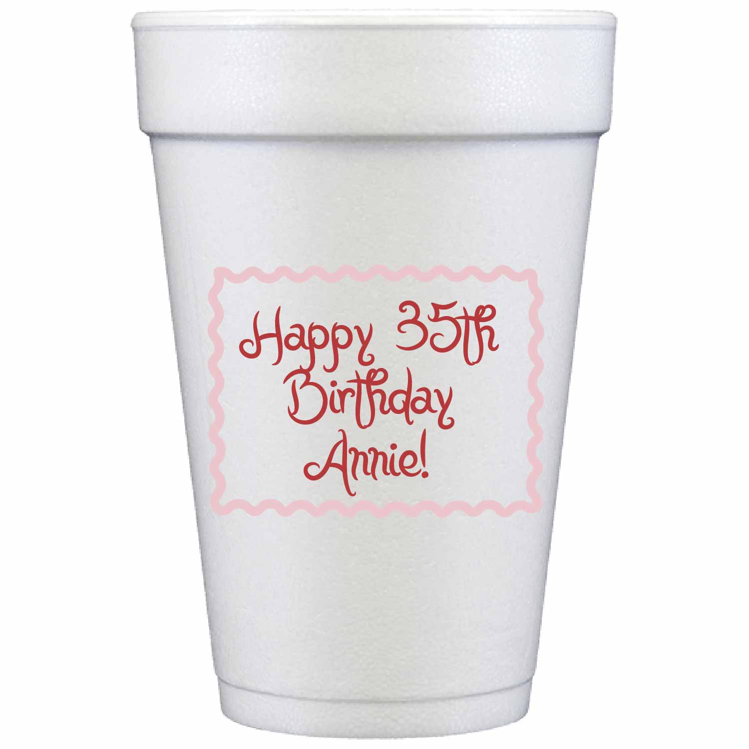 green border personalized styrofoam cup