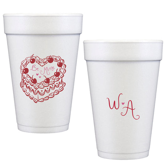 vday cake | styrofoam cups