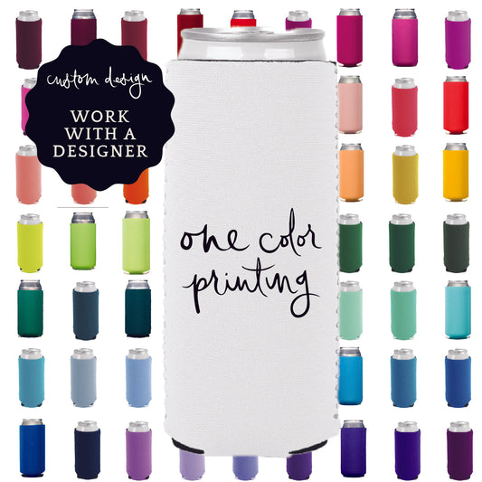 slim neoprene can coolers | custom design | 1-color printing